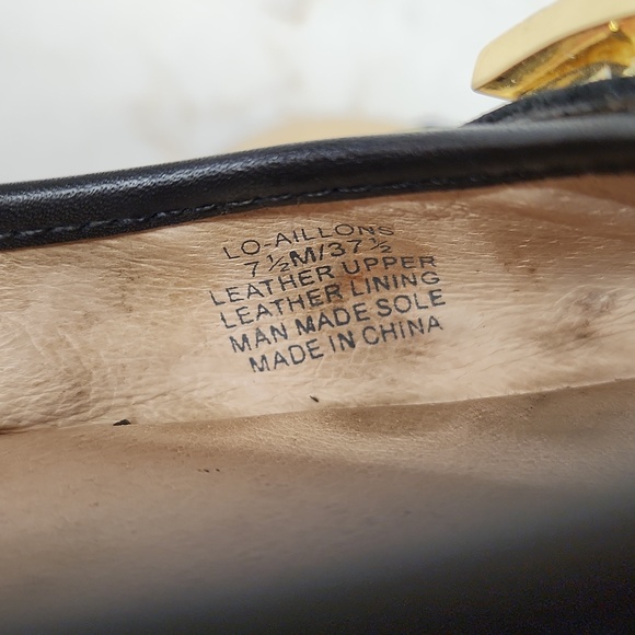 Louise et Cie Tan and Black Leather Spectator flats with Gold Buckle Detail, 7.5 - Picture 4 of 5